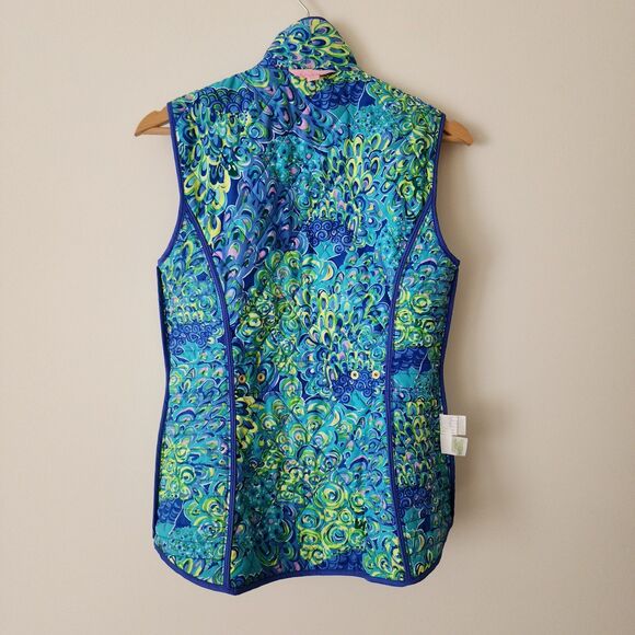 Lilly Pulitzer Womens Blake Quilted Barn Sleeveless Jacket Iris Blue Vest Sz XS - Picture 6 of 8